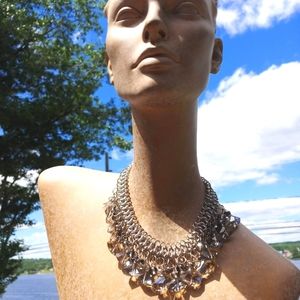 Crystal drops chunky statement necklace NWT